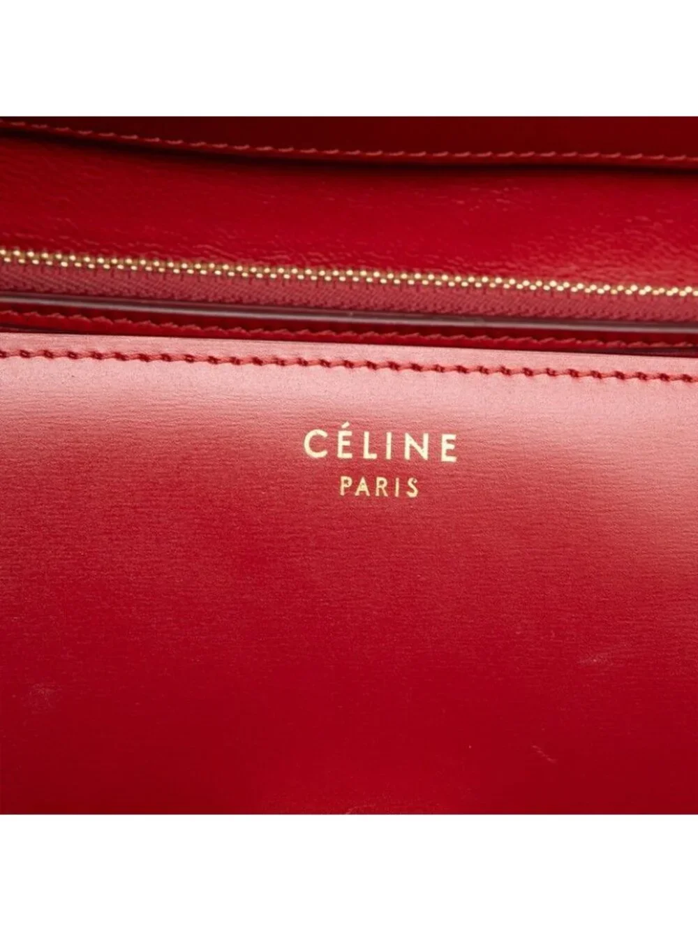 Celine Classic Box Crossbody Shoulder Bag Red Leather